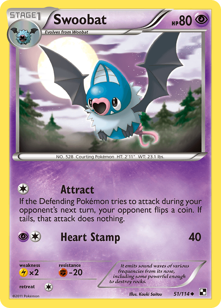 Swoobat, kortbilde fra pokemontcg.io