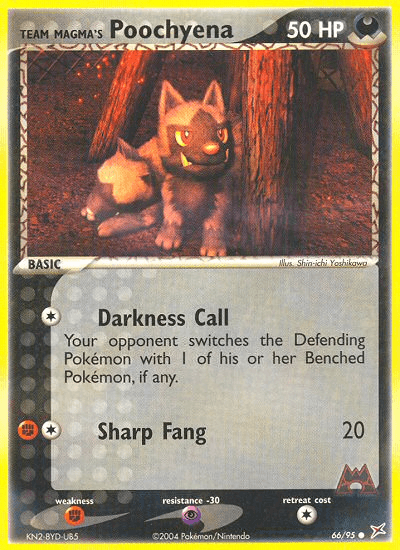 Team Magma's Poochyena, kortbilde fra pokemontcg.io