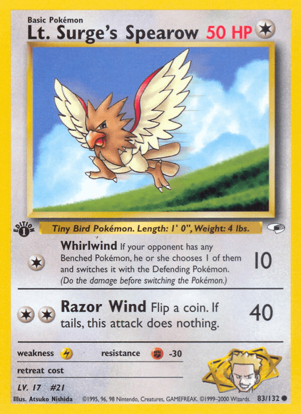 Lt. Surge's Spearow, kortbilde fra pokemontcg.io