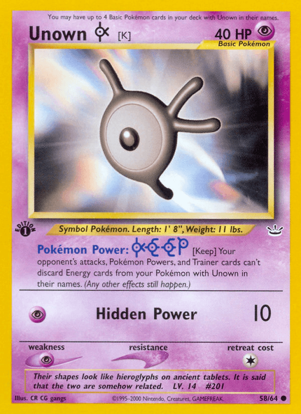 Unown [K], kortbilde fra pokemontcg.io