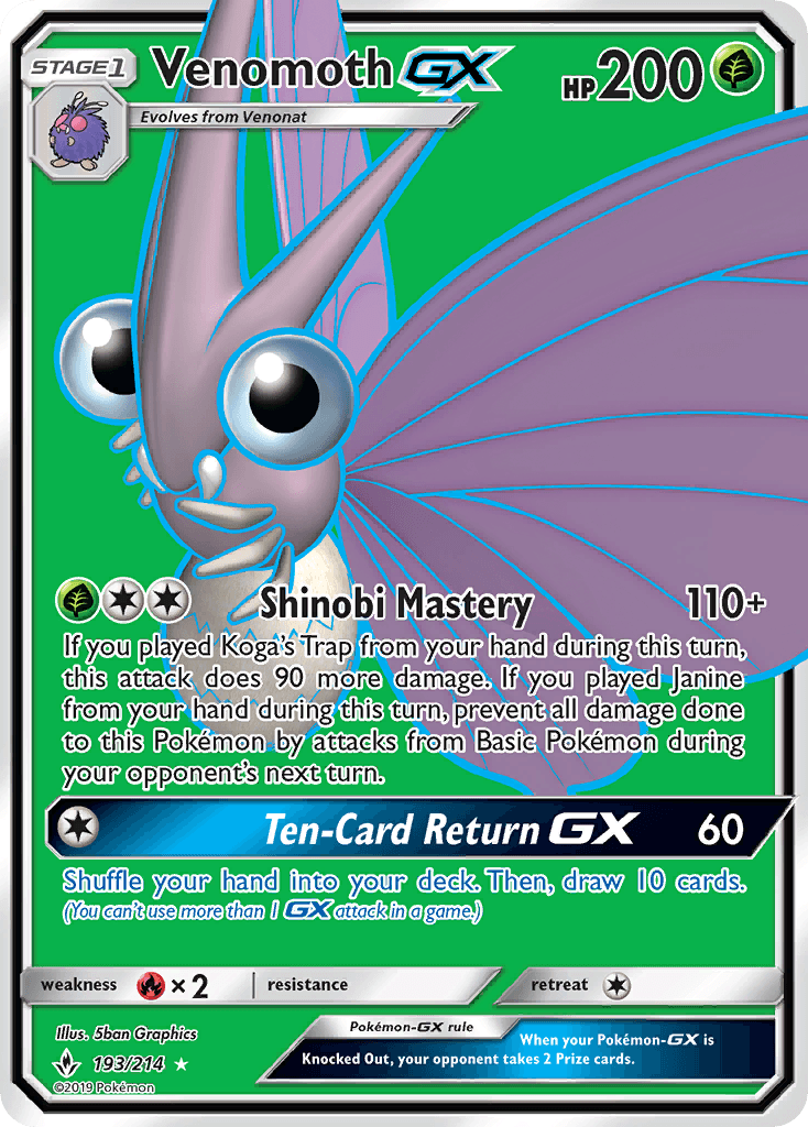 Venomoth-GX, kortbilde fra pokemontcg.io