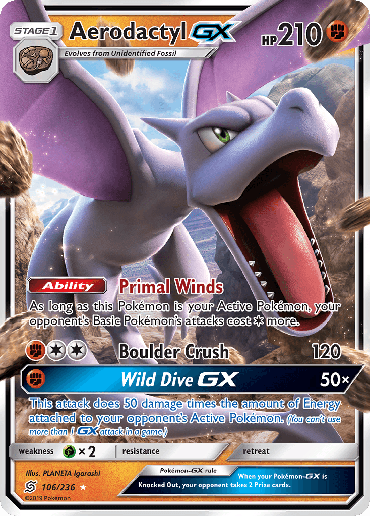 Aerodactyl-GX, kortbilde fra pokemontcg.io