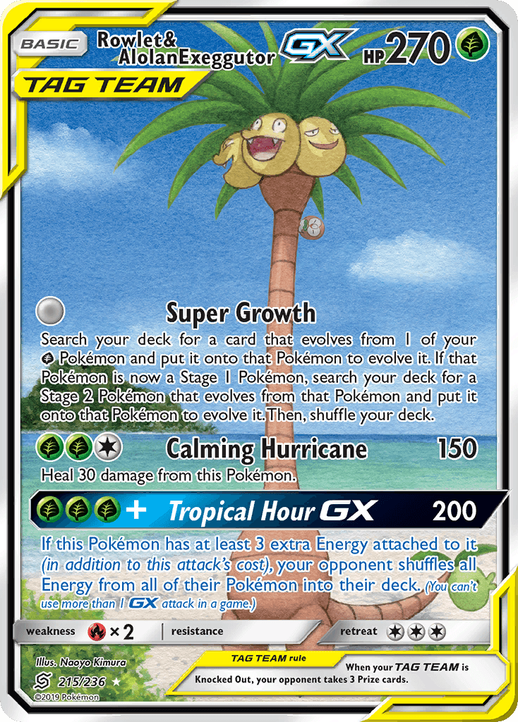 Rowlet & Alolan Exeggutor-GX, kortbilde fra pokemontcg.io