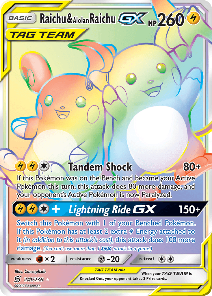 Raichu & Alolan Raichu-GX, kortbilde fra pokemontcg.io