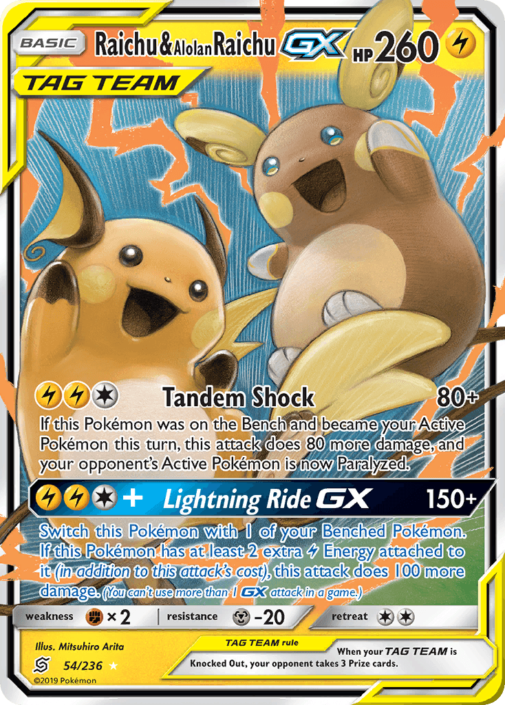 Raichu & Alolan Raichu-GX, kortbilde fra pokemontcg.io