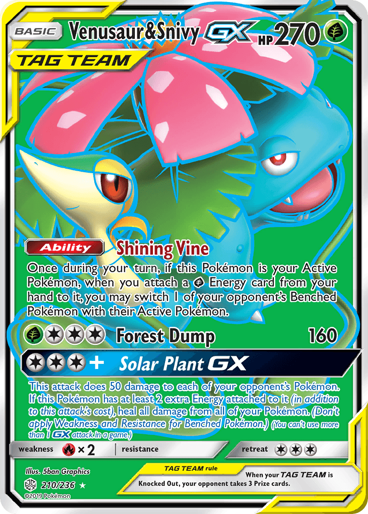 Venusaur & Snivy-GX, kortbilde fra pokemontcg.io