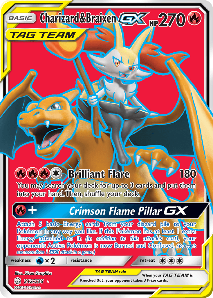 Charizard & Braixen-GX, kortbilde fra pokemontcg.io