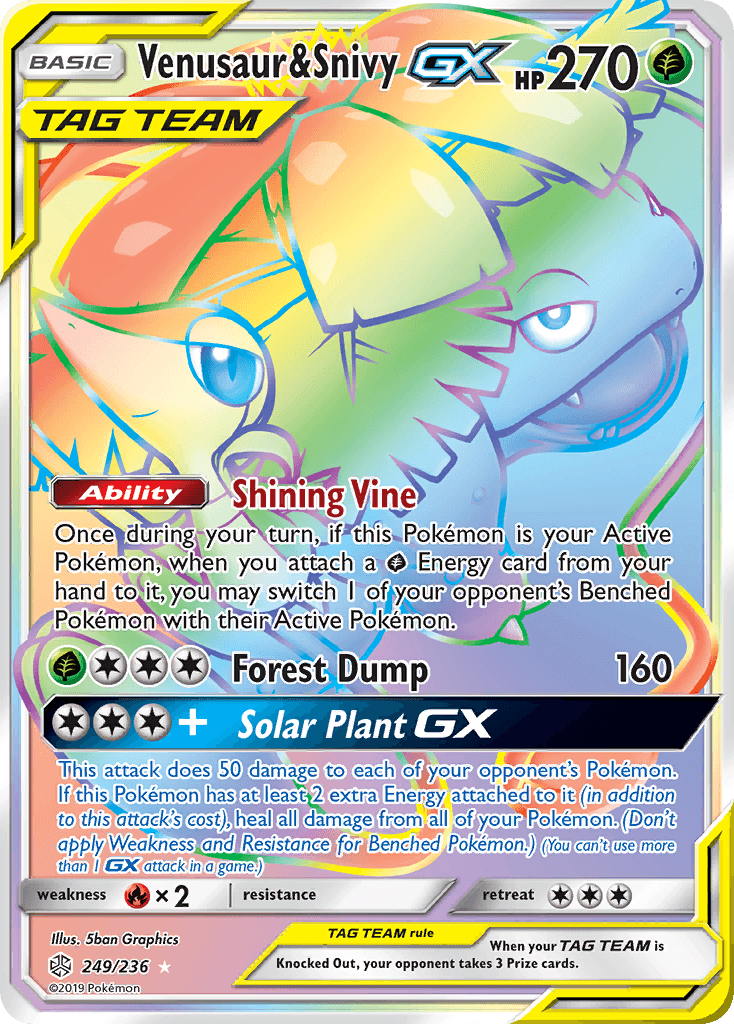Venusaur & Snivy-GX, kortbilde fra pokemontcg.io