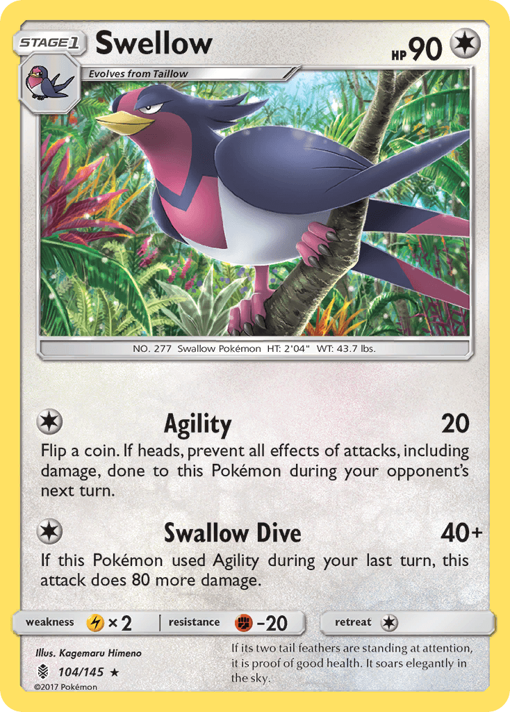 Swellow, kortbilde fra pokemontcg.io