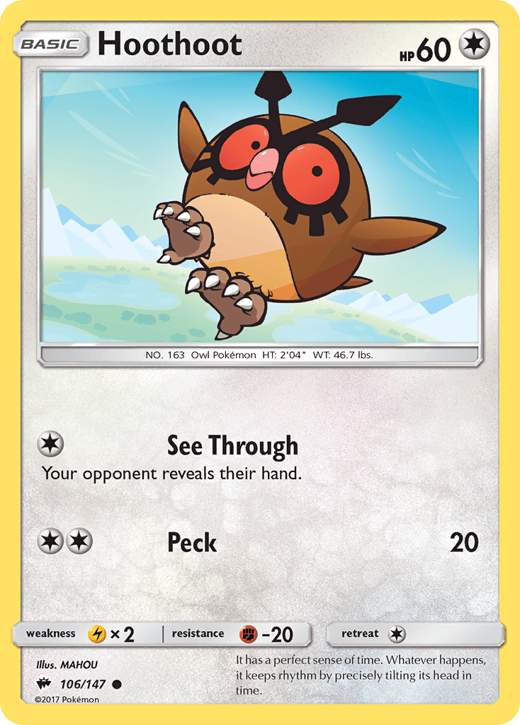 Hoothoot, kortbilde fra pokemontcg.io