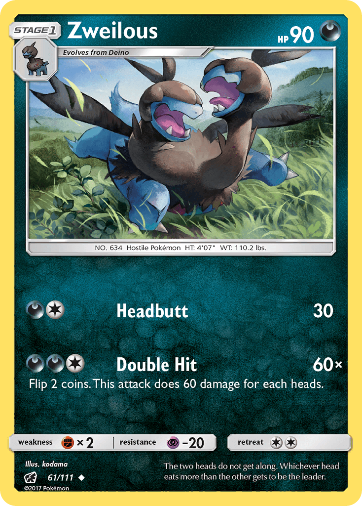 Zweilous, kortbilde fra pokemontcg.io