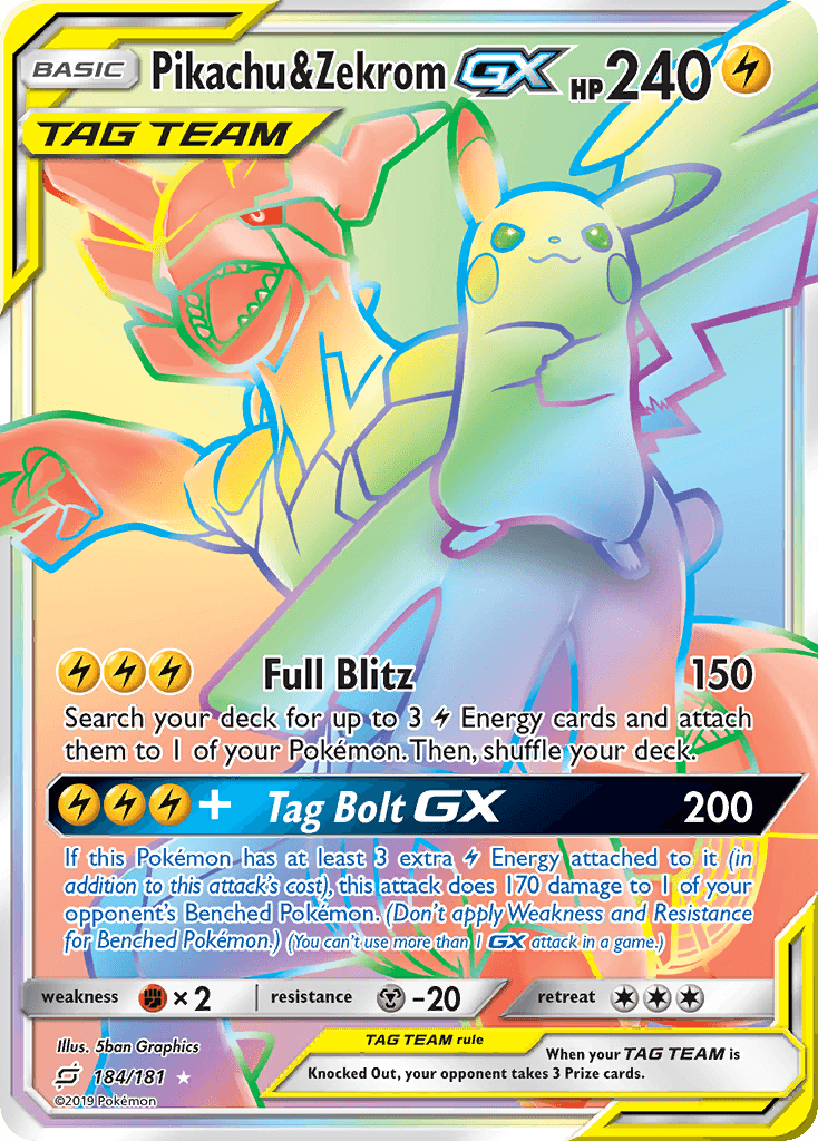 Pikachu & Zekrom-GX, kortbilde fra pokemontcg.io
