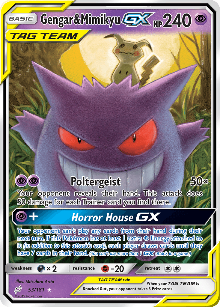 Gengar & Mimikyu-GX, kortbilde fra pokemontcg.io