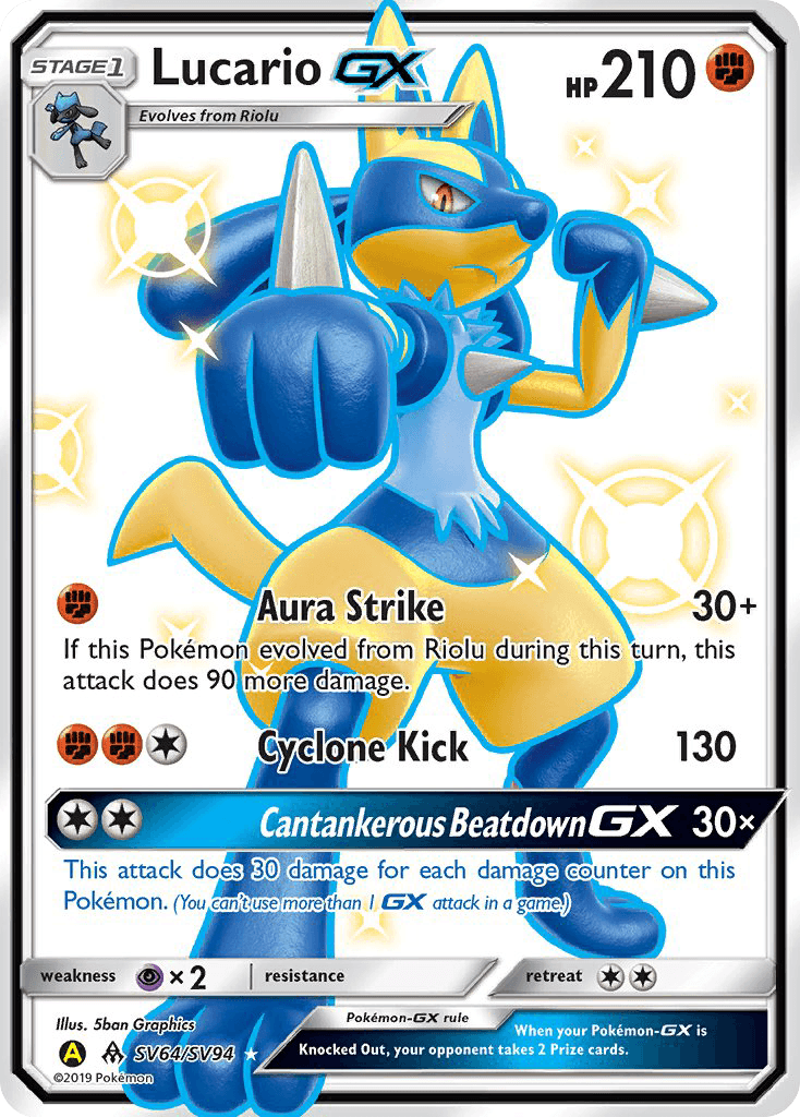 Lucario-GX, kortbilde fra pokemontcg.io
