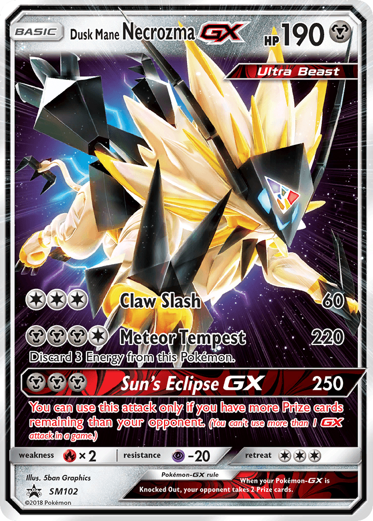 Dusk Mane Necrozma-GX, kortbilde fra pokemontcg.io