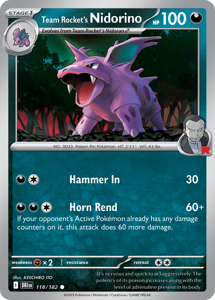 Team Rocket's Nidorino, kortbilde fra pokemontcg.io