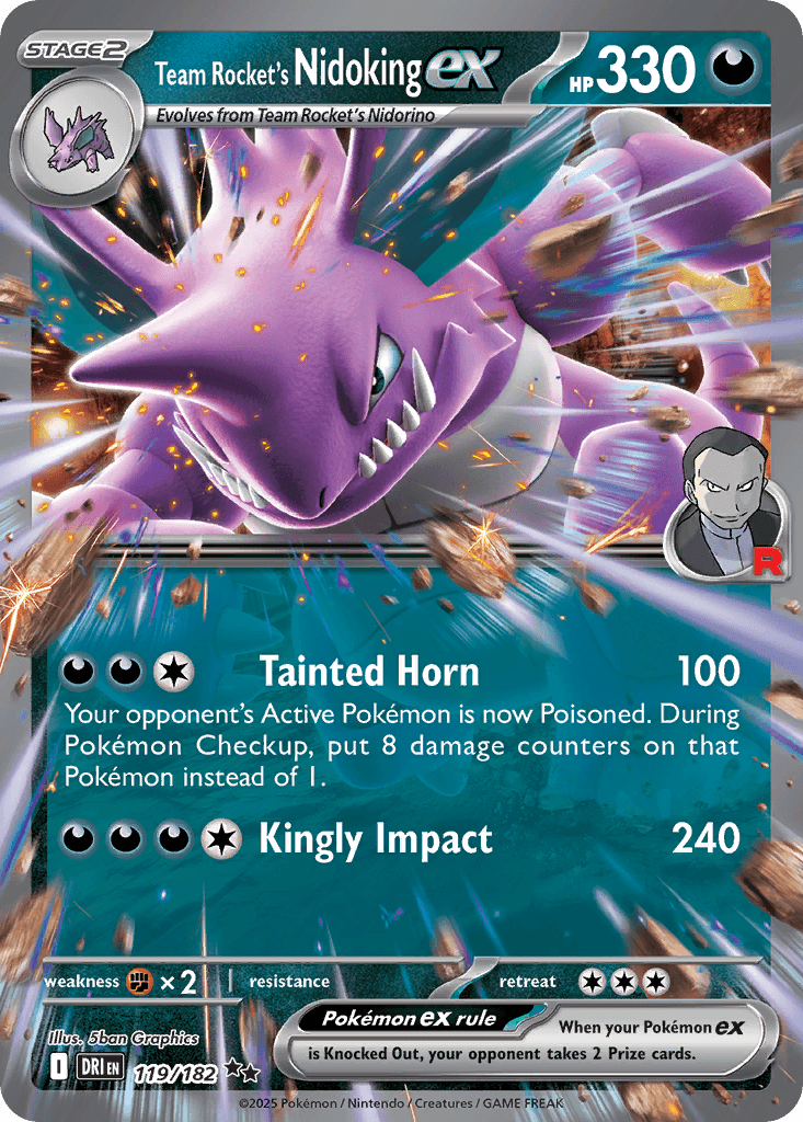 Team Rocket's Nidoking ex, kortbilde fra pokemontcg.io