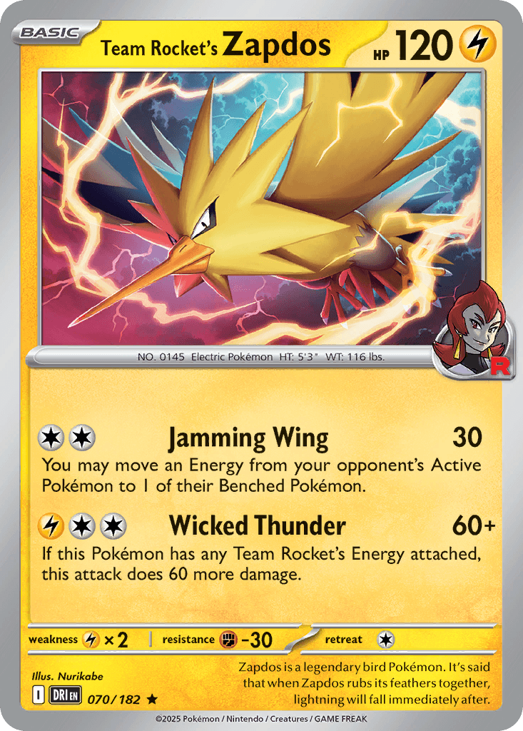 Team Rocket's Zapdos, kortbilde fra pokemontcg.io