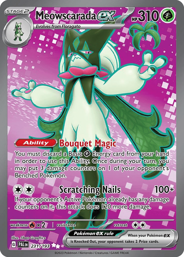 Meowscarada ex, kortbilde fra pokemontcg.io