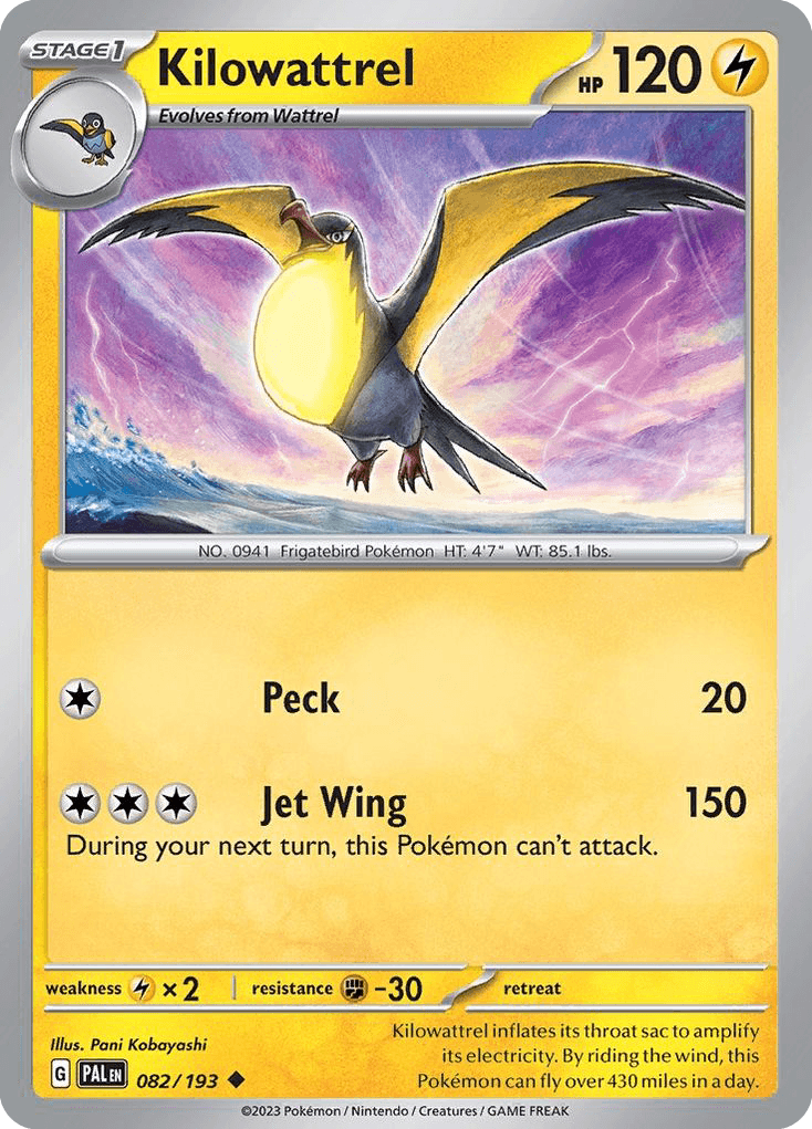 Kilowattrel, kortbilde fra pokemontcg.io