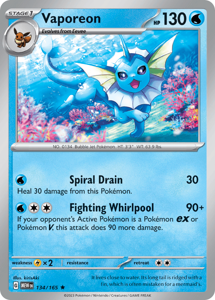 Vaporeon, kortbilde fra pokemontcg.io