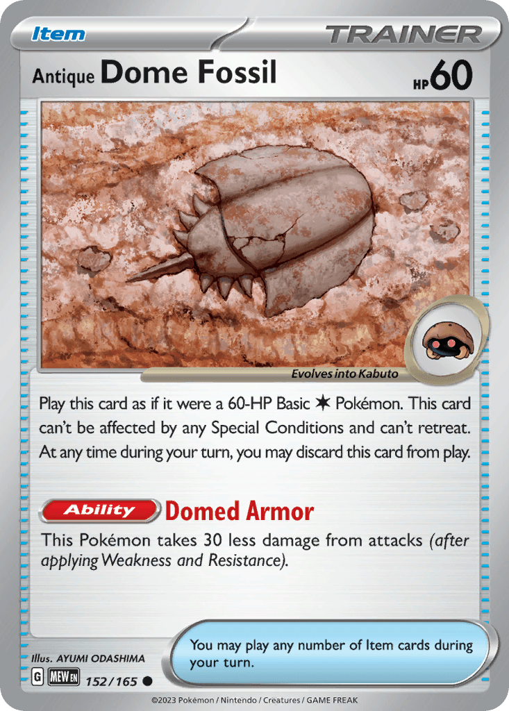 Antique Dome Fossil, kortbilde fra pokemontcg.io