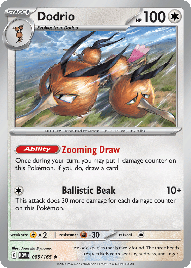 Dodrio, kortbilde fra pokemontcg.io