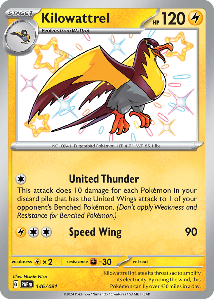 Kilowattrel, kortbilde fra pokemontcg.io