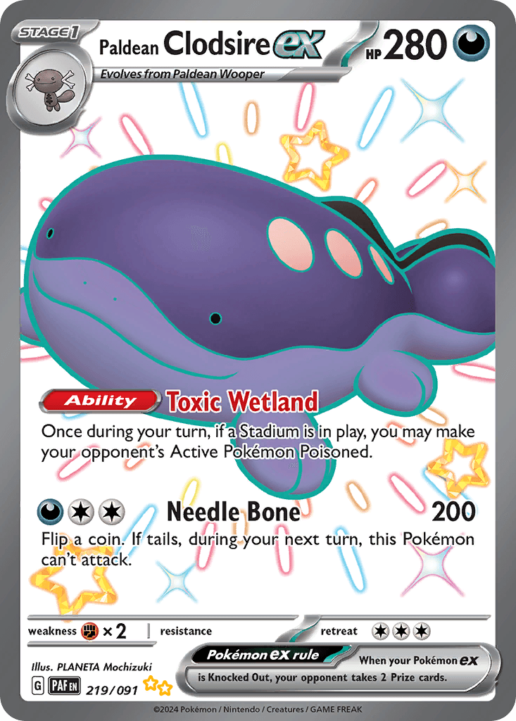Paldean Clodsire ex, kortbilde fra pokemontcg.io