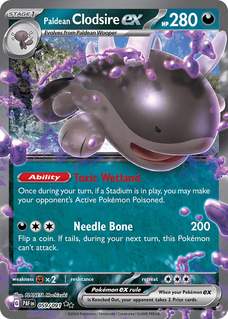 Paldean Clodsire ex, kortbilde fra pokemontcg.io