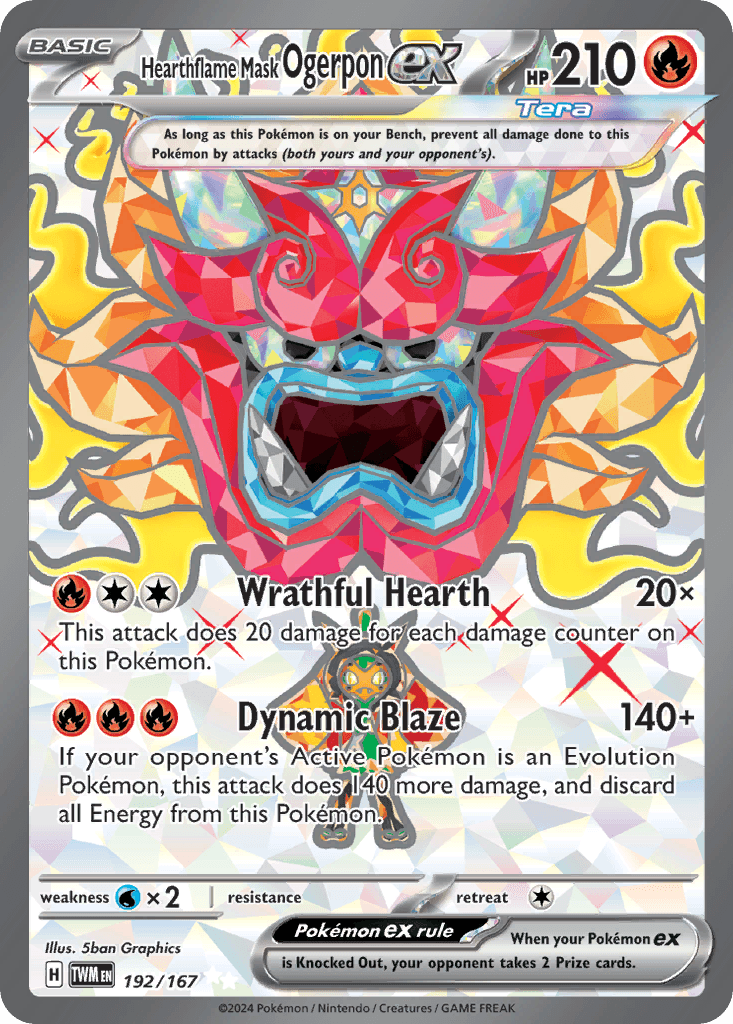 Hearthflame Mask Ogerpon ex, kortbilde fra pokemontcg.io