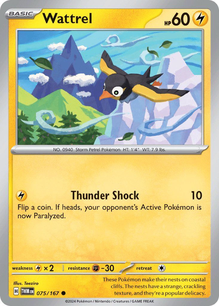 Wattrel, kortbilde fra pokemontcg.io