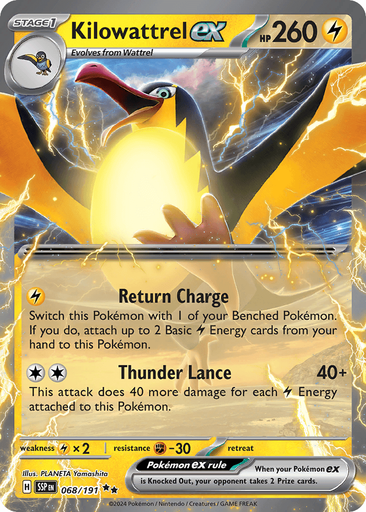 Kilowattrel ex, kortbilde fra pokemontcg.io