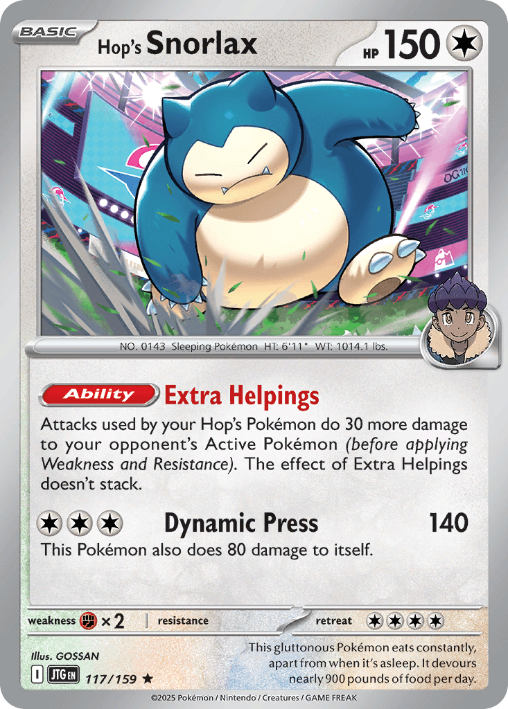 Hop's Snorlax, kortbilde fra pokemontcg.io