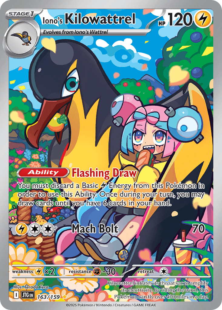Iono's Kilowattrel, kortbilde fra pokemontcg.io