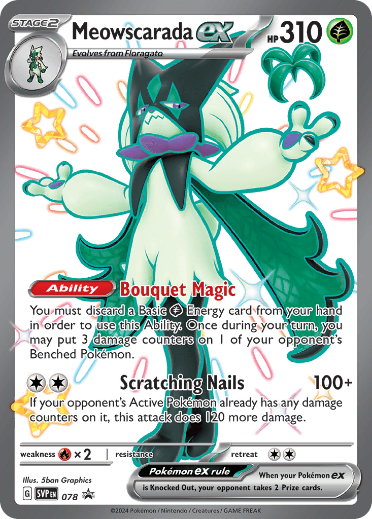 Meowscarada ex, kortbilde fra pokemontcg.io