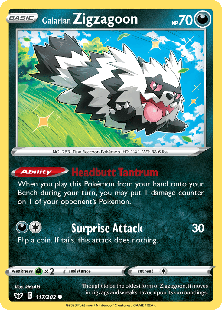 Galarian Zigzagoon, kortbilde fra pokemontcg.io
