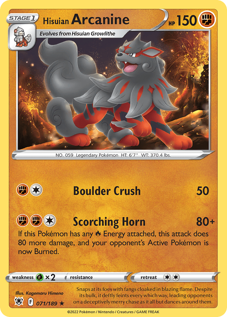 Hisuian Arcanine, kortbilde fra pokemontcg.io