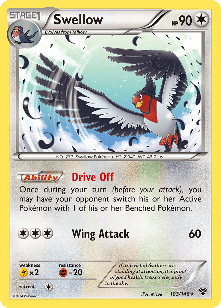 Swellow, kortbilde fra pokemontcg.io