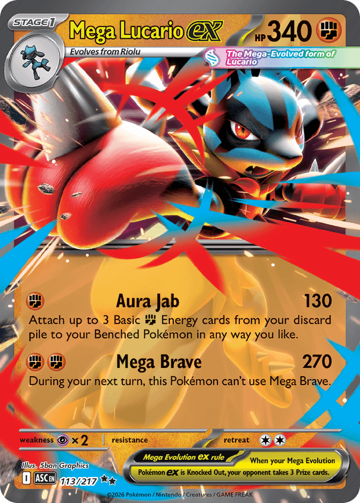 Mega Lucario ex, kortbilde fra Scrydex
