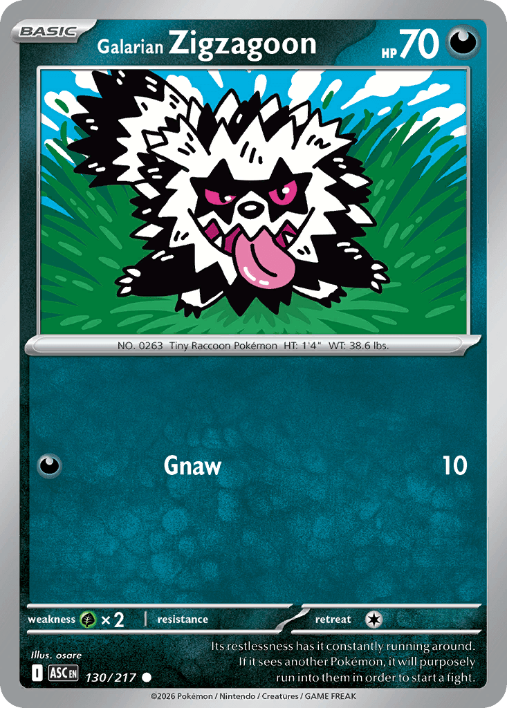Galarian Zigzagoon, kortbilde fra Scrydex