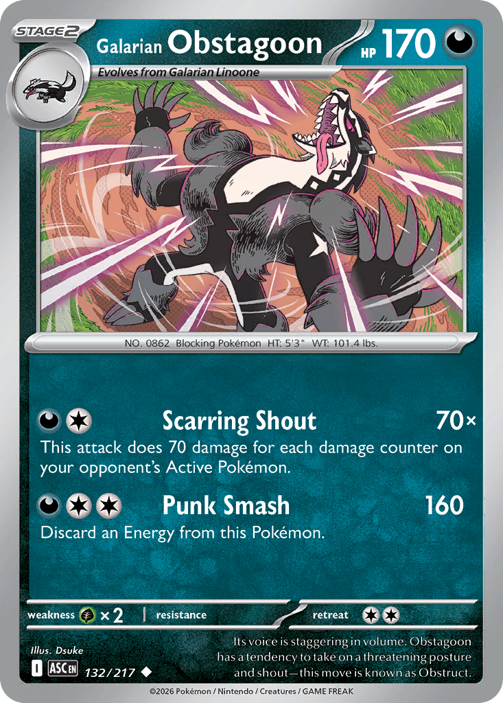 Galarian Obstagoon, kortbilde fra Scrydex