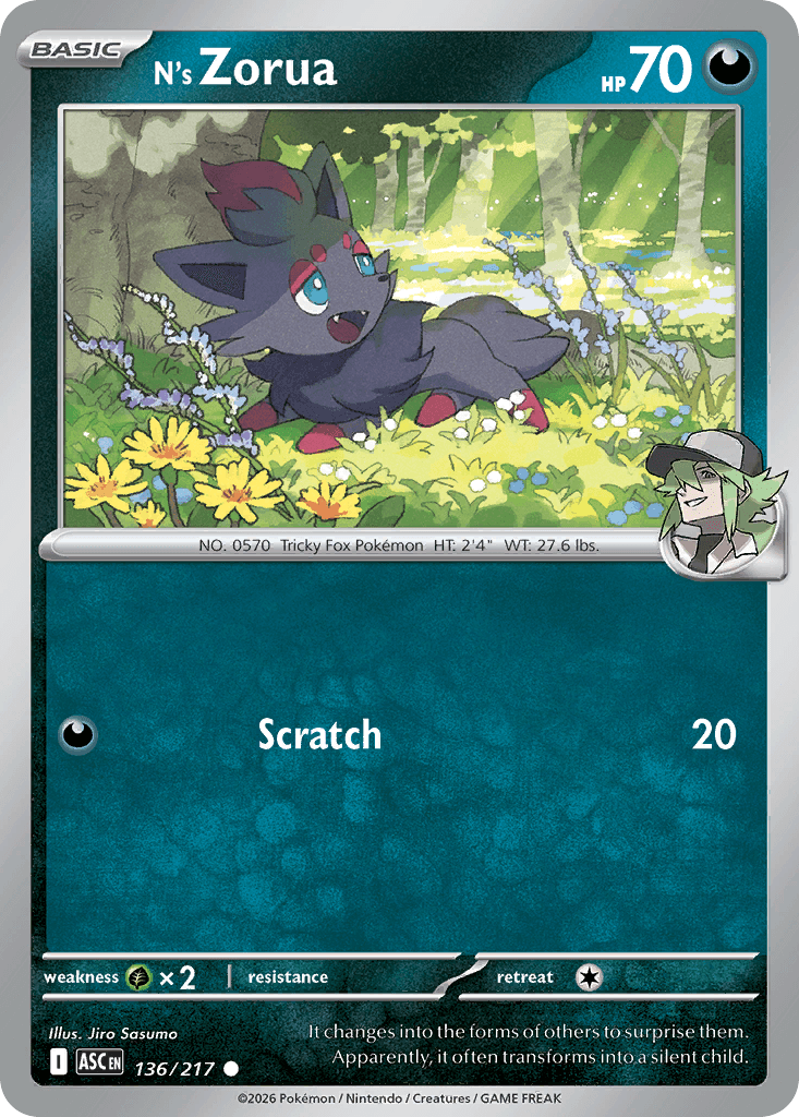 N's Zorua, kortbilde fra Scrydex