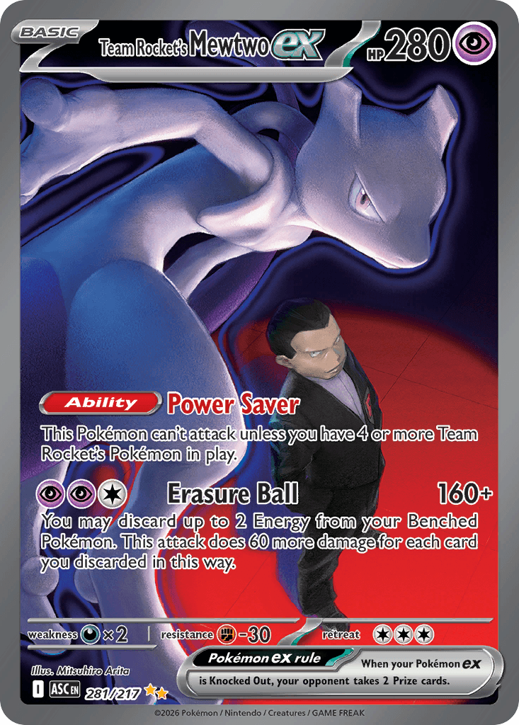 Team Rocket's Mewtwo ex, kortbilde fra Scrydex