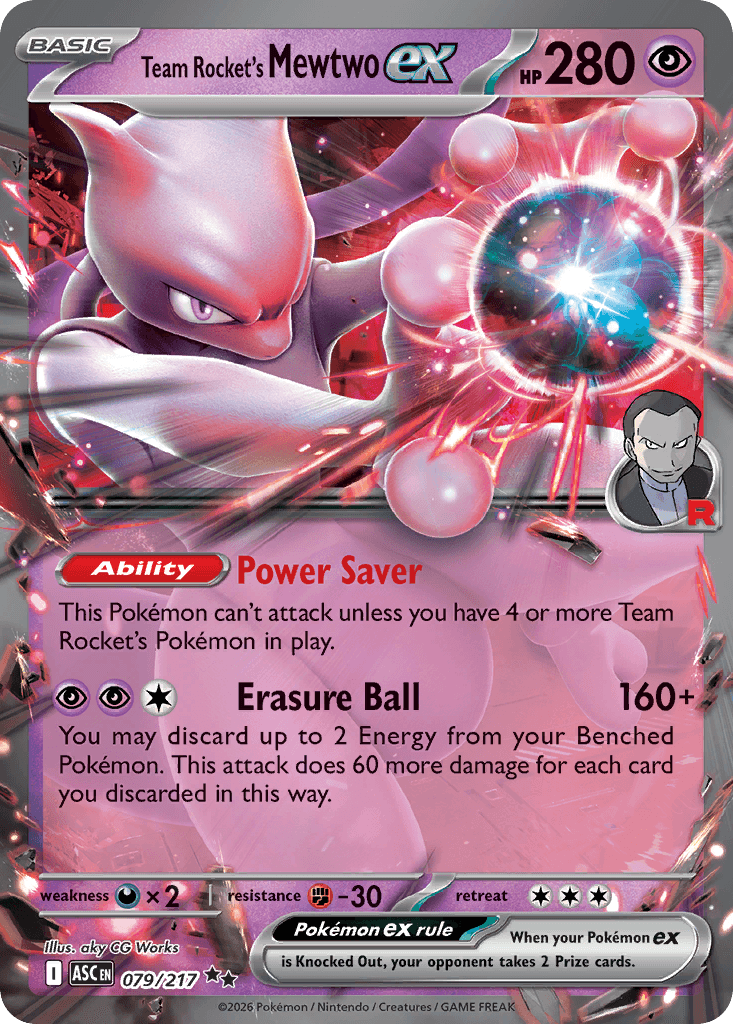 Team Rocket's Mewtwo ex, kortbilde fra Scrydex