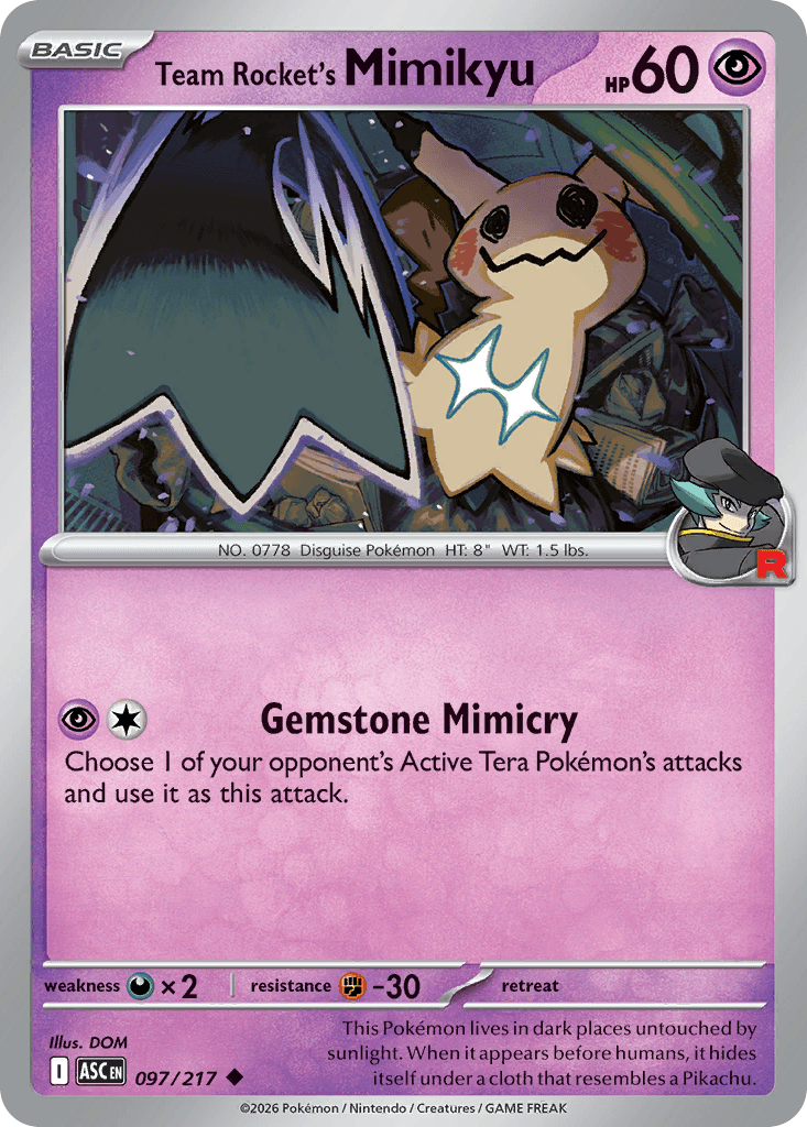 Team Rocket's Mimikyu, kortbilde fra Scrydex