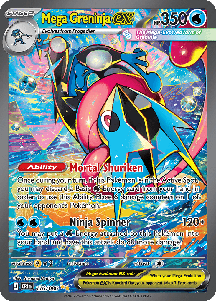 Mega Greninja ex, kortbilde fra Scrydex