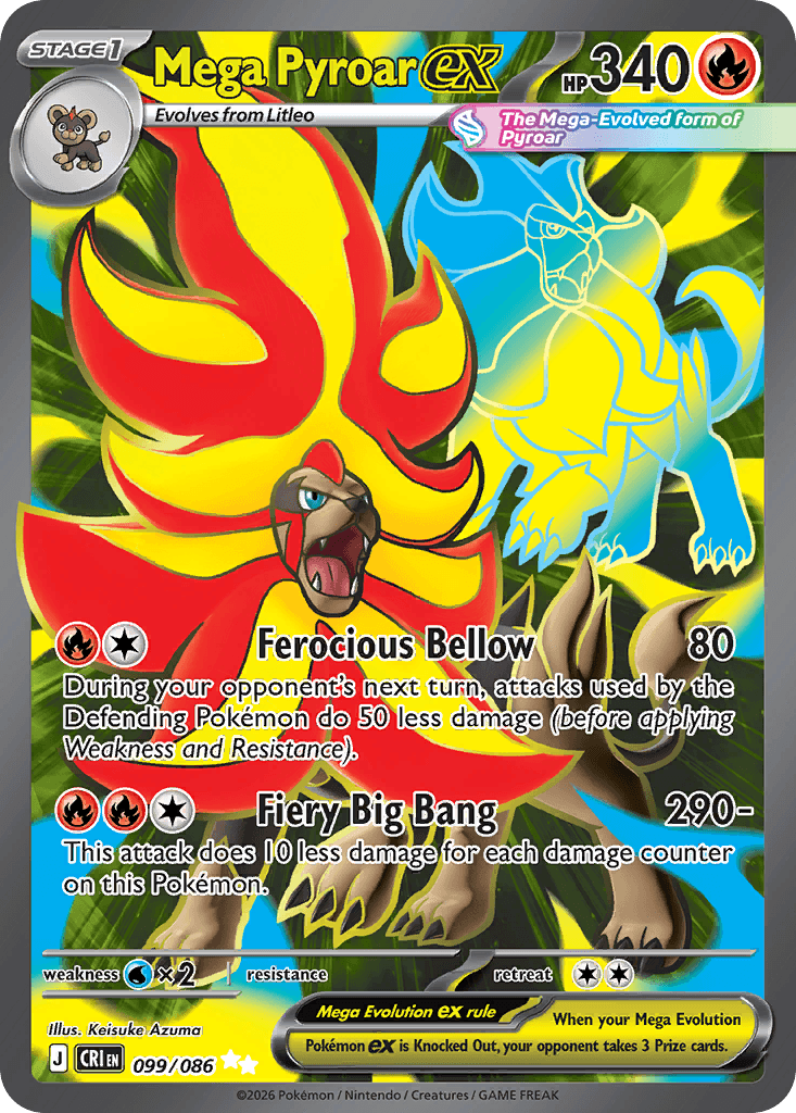 Mega Pyroar ex, kortbilde fra Scrydex