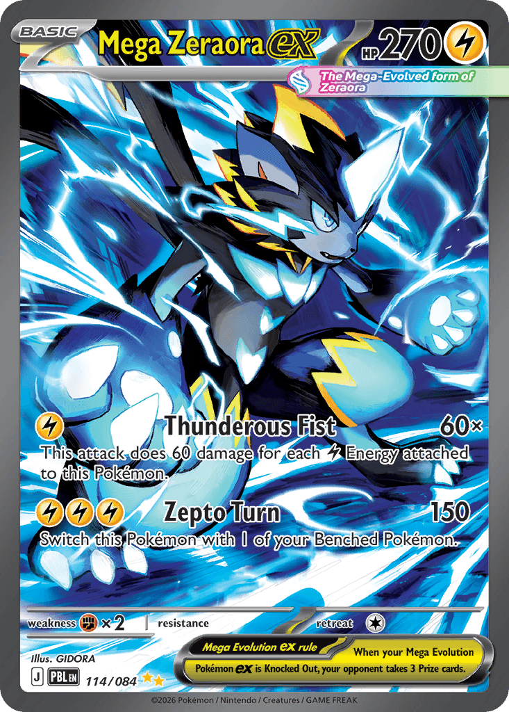 Mega Zeraora ex, kortbilde fra Scrydex