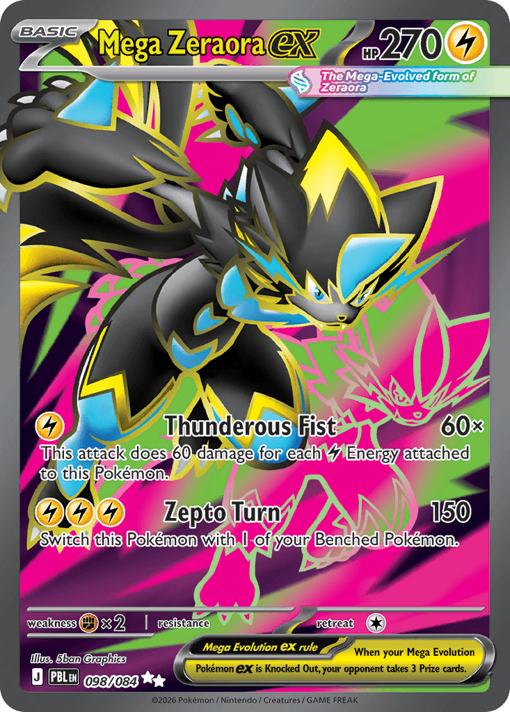 Mega Zeraora ex, kortbilde fra Scrydex